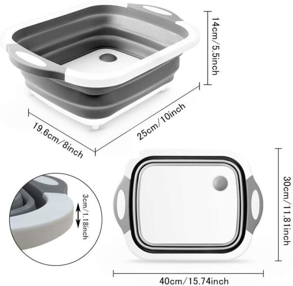 3 In1 Folding Cutting Board Washing Basin Draining Water - Image 6