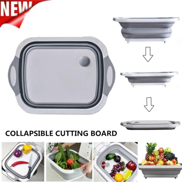 3 In1 Folding Cutting Board Washing Basin Draining Water - Image 5