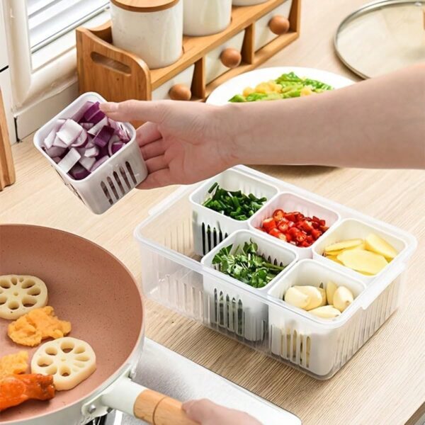 Fridge Organizer Drain Basket Meat Onion Ginger Freezer Storage Containers - Image 6