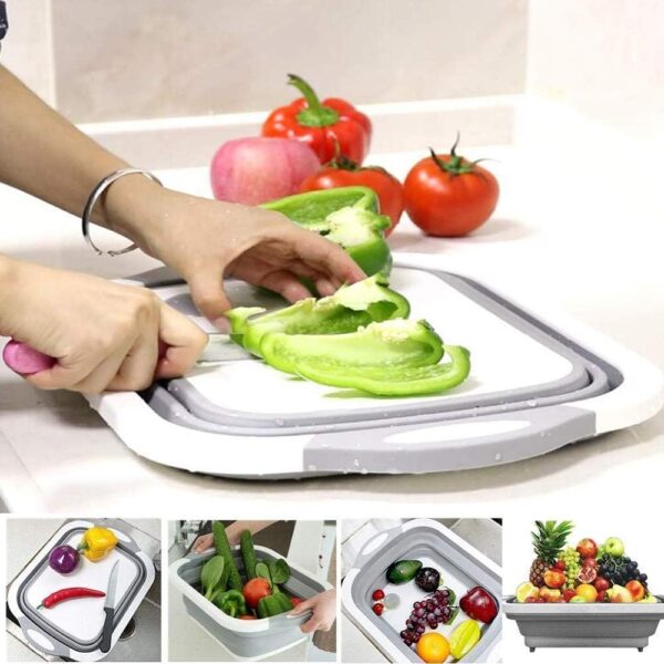 3 In1 Folding Cutting Board Washing Basin Draining Water - Image 3