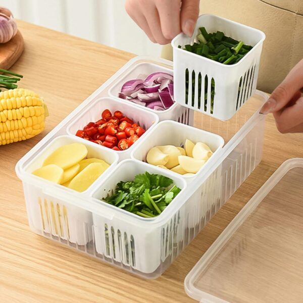 Fridge Organizer Drain Basket Meat Onion Ginger Freezer Storage Containers - Image 4