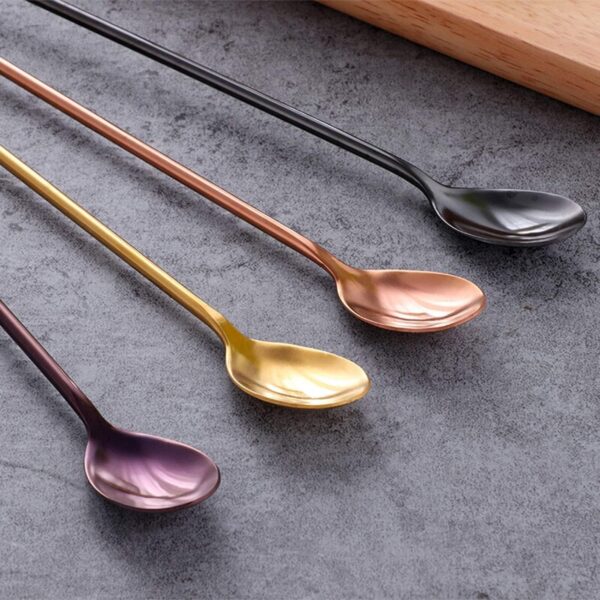 4Pcs set with brush Reusable Straw Spoon Stainless Steel - Image 3